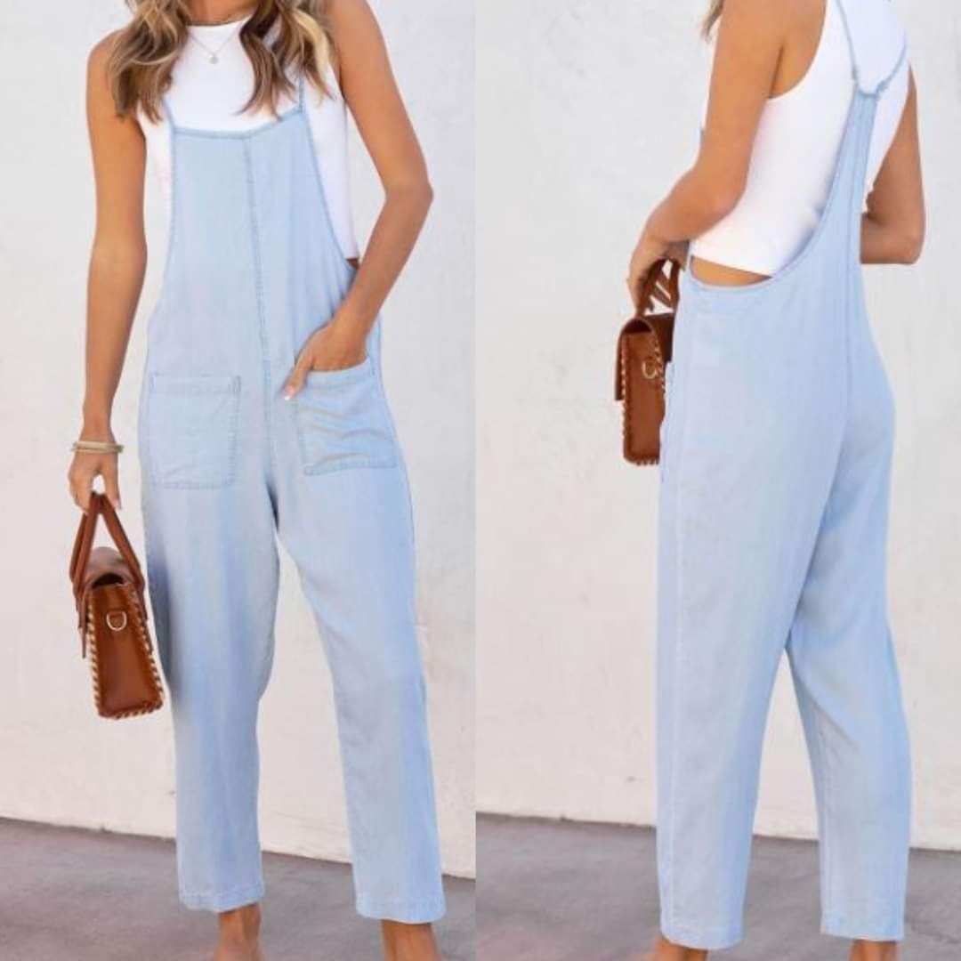Sky Blue Chambray Jumpsuit Presale
