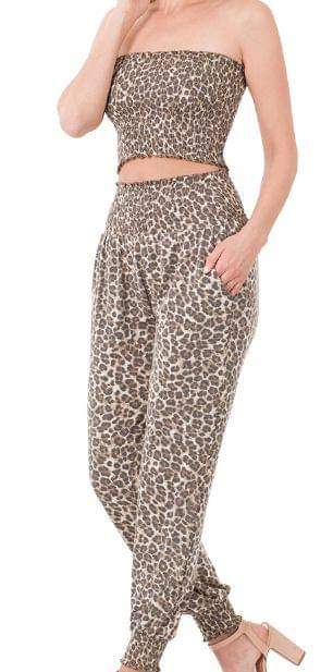 Leopard Smocked Tube Top Set