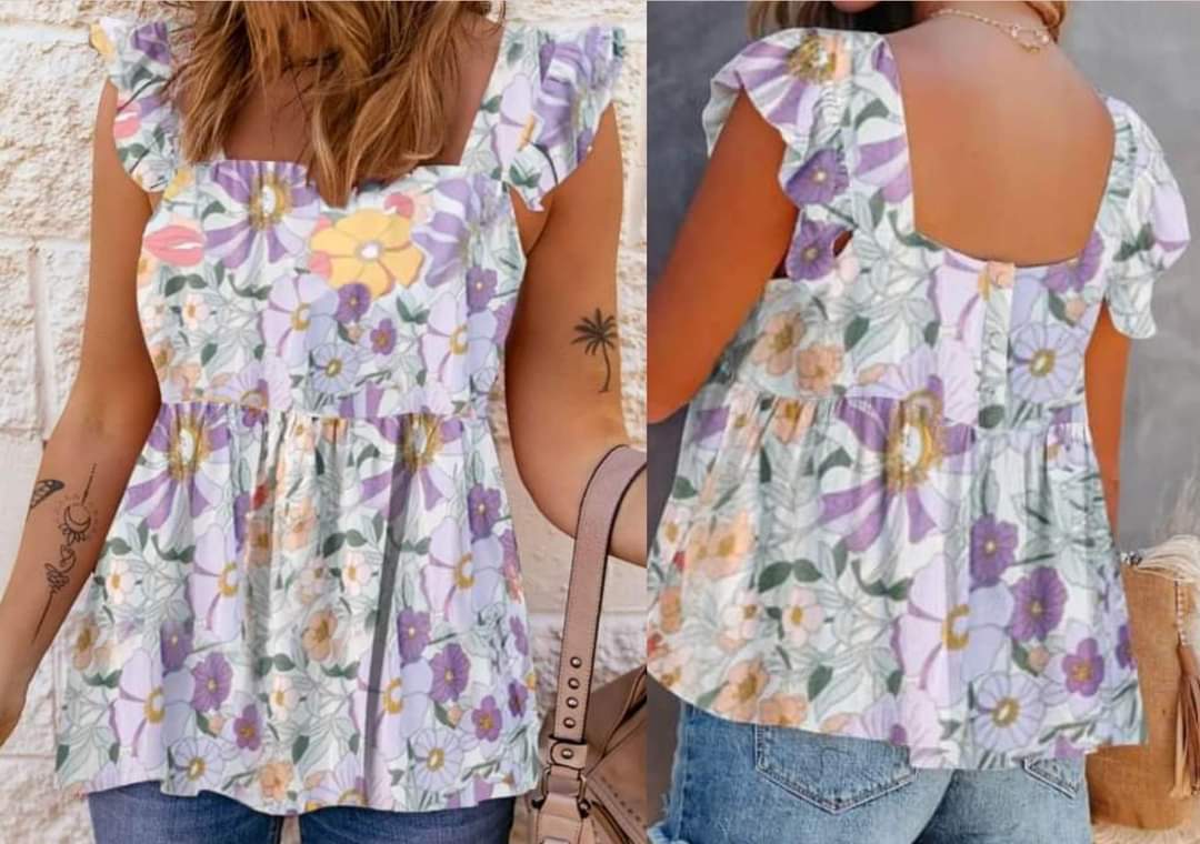 Purple Floral Blouse Presale