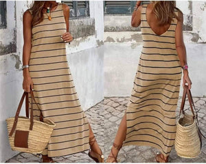 Khaki Stripe Maxi Dress Presale