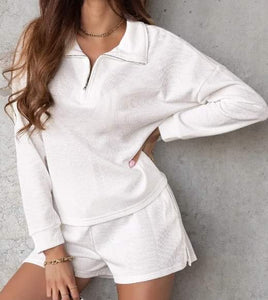 White Ribbed Two Piece Set Presale