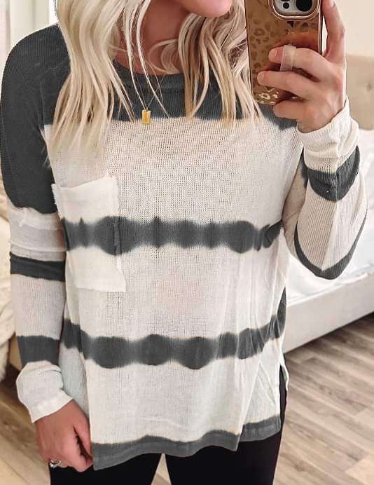 Gray Tie Dye Loose Knit Shirt Presale