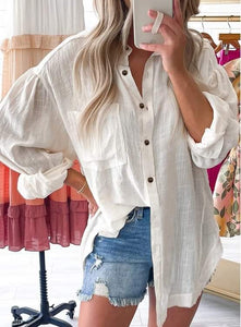Beige Cotton Loose Fit Oversized Top Presale