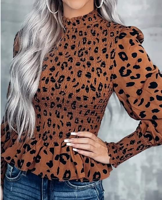 Brown Leopard Peplum Presale