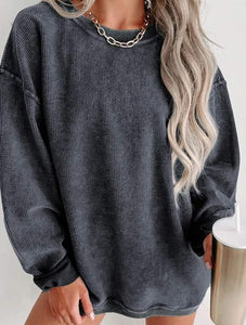 Gray Ribbed Sweatshirt Pullover Presale