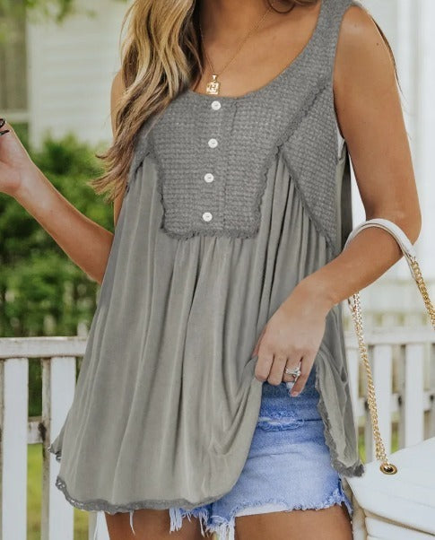 Gray Babydoll Trim Top Presale