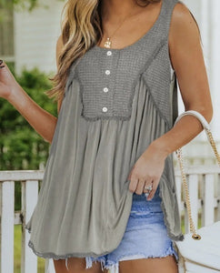 Gray Babydoll Trim Top Presale