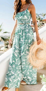 Green Floral Boho Two Piece Set