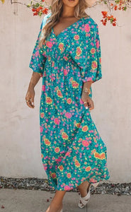 Multi Color Floral Boho Maxi Dress Presale