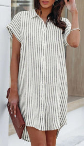 Grey Striped Short Sleeve Dress Presale