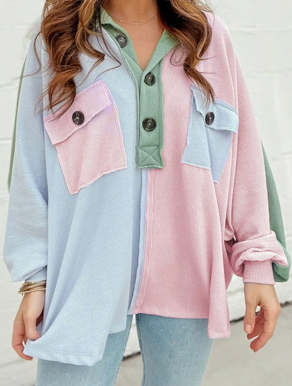 Multi Color Exposed Hem Henley Presale