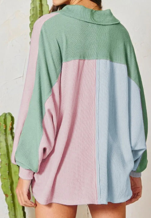 Multi Color Exposed Hem Henley Presale