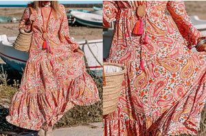 Orange Boho Maxi Dress Presale