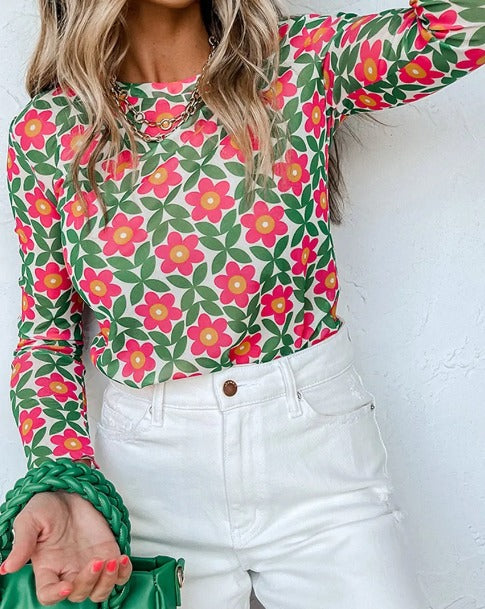 Retro Floral Long Sleeve Top Presale