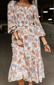 Multi color Floral Smocked Dress Presale