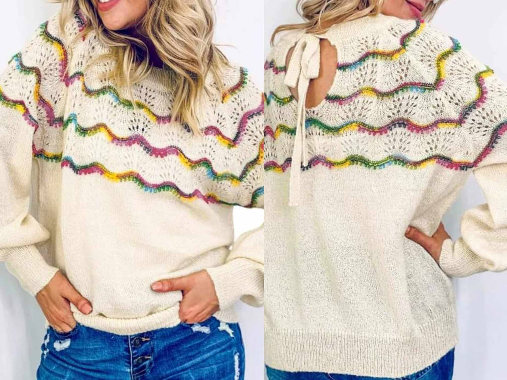 White Wavey Sweater Presale