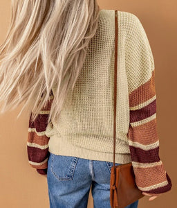 Apricot Striped Drop Shoulder Sweater Presale