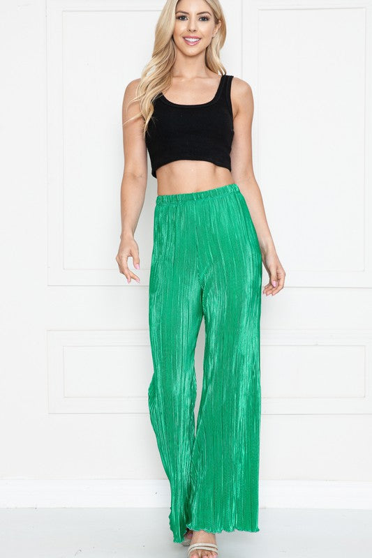 Plus Solid Pleated Satin Relaxed Pants