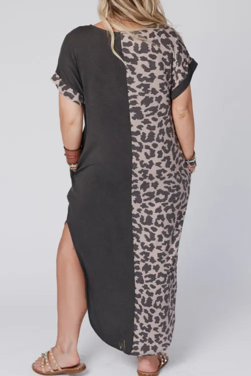 Leopard Contrast Dress Plus Size