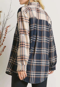 Blue Patchwork Plaid Shirt Presale