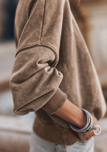 Brown Drop Shoulder Pullover Sweater Presale
