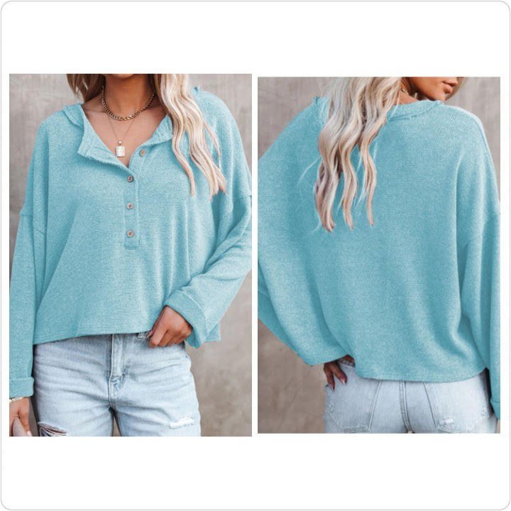Buttoned Loose Sleeve Top Presale