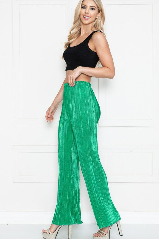 Plus Solid Pleated Satin Relaxed Pants