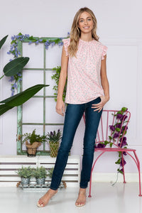 Plus Floral Sleeveless Ruffle Pleated Top