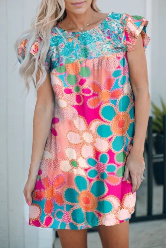 Multi Color Floral Mini Dress Presale