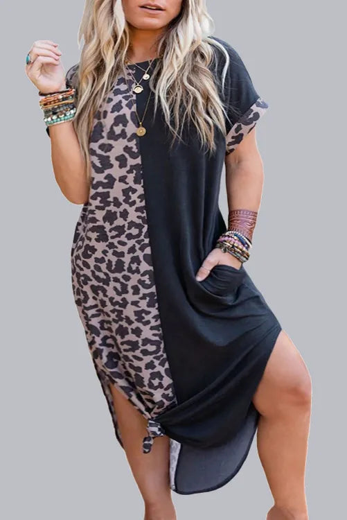 Leopard Contrast Dress Plus Size