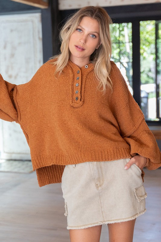 Chenille Balloon Sleeve Hoodie