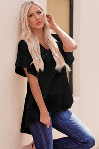 Black Contrast Studded Blouse Presale
