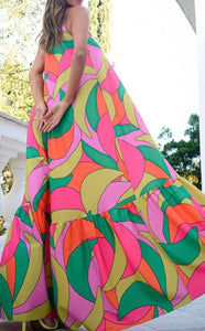 Geometric Sleeveless Maxi Dress