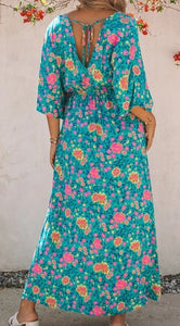 Multi Color Floral Boho Maxi Dress Presale