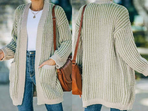 Green Ribbed Open Front Cardi Presale