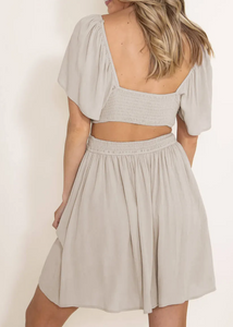 Beige Flowy Cut Out Dress Presale