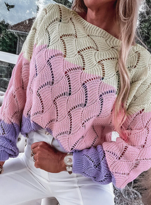 Purple Ombre Colorblock Knit Sweater Presale