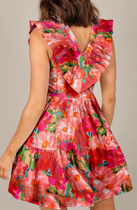 Red Daisy Ruffle Dress Presale