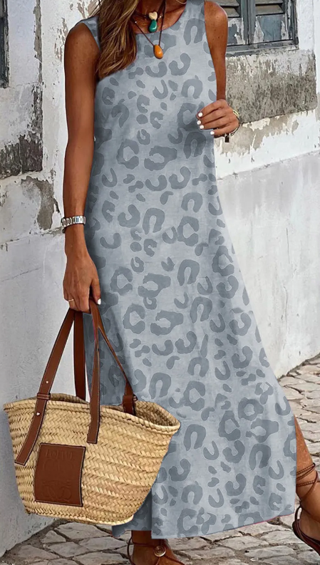 Gray Leopard Maxi Dress Presale