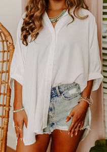 White Puff Sleeve Oversized Blouse Presale