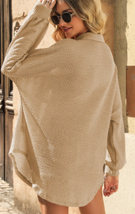 Khaki Waffle Button Up Shirt Presale
