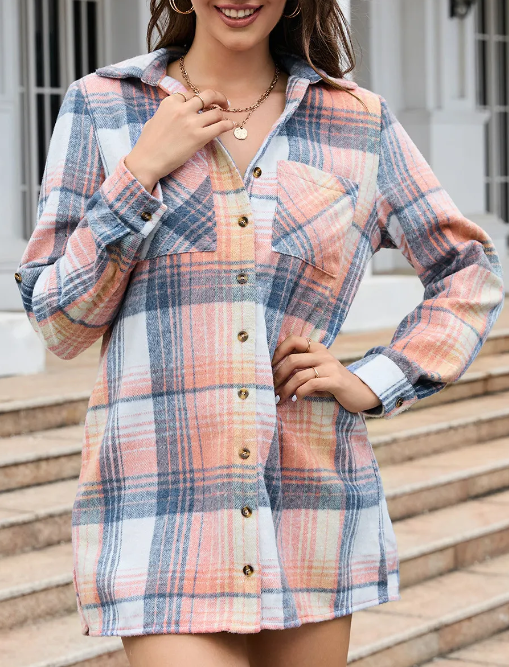 Pink Plaid Side Slit Dress Presale