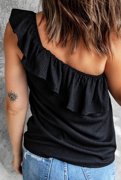Black Crinkle Off The Shoulder Top Presale