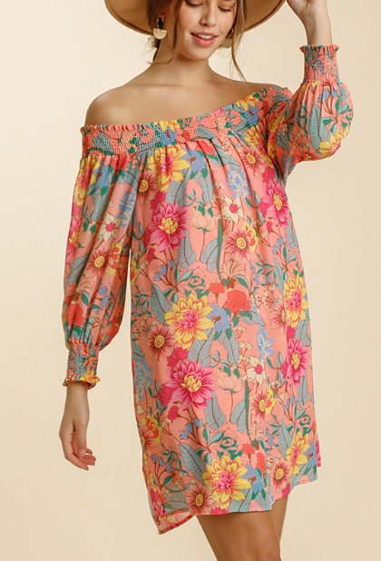 Tropical Floral off The Shoulder Dress Presale