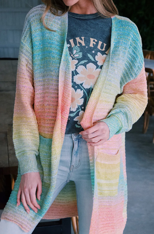 Green Gradient Long Sleeve Cardigan Presale