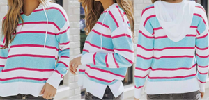 Blue Striped Sweater Hoodie Presale