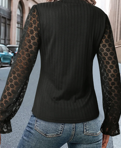 Black Sheer Lace Sleeve Blouse Presale