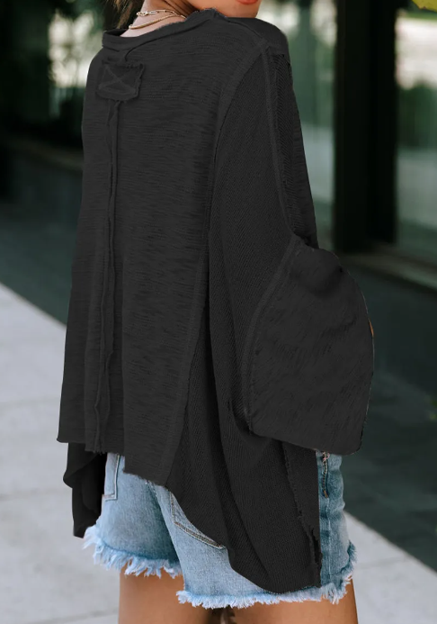 Black Exposed Seam Loose Pocket Shirt Presale
