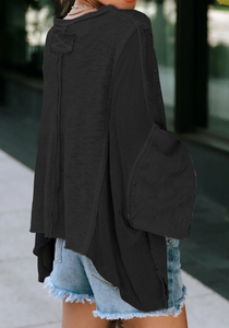 Black Exposed Seam Loose Pocket Shirt Presale