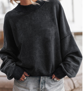 Black Drop Shoulder Pullover Sweater Presale